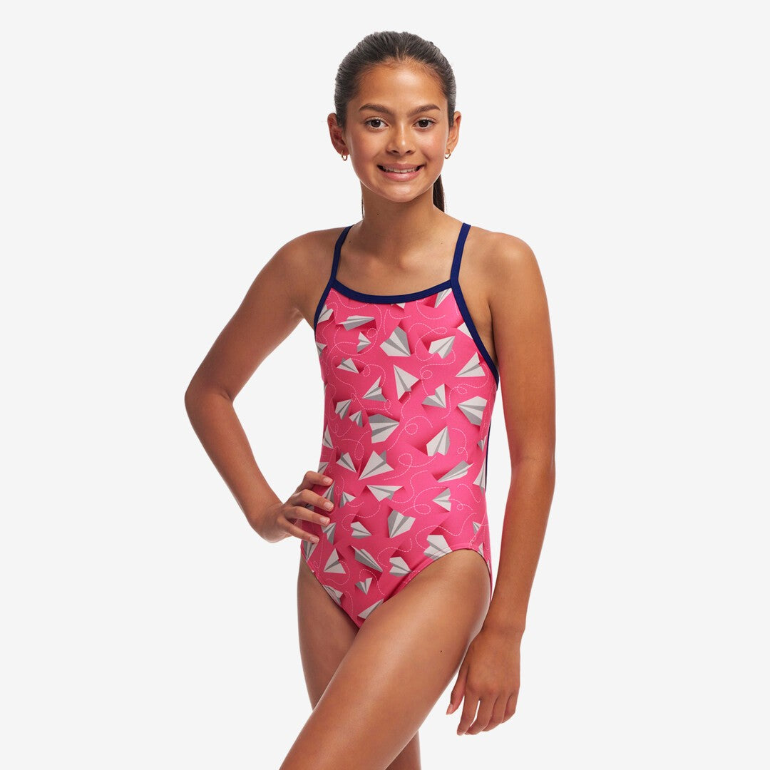 Girl's Single Strap One Piece Paper Pink 12